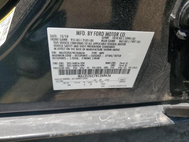 MAJ3S2GE7KC268636 - 2019 FORD ECOSPORT SE შავი ფოტო 12