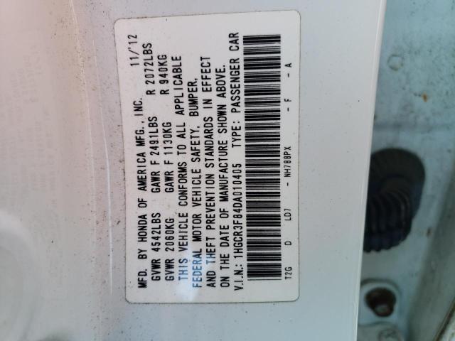 1HGCR3F84DA010405 - 2013 HONDA ACCORD EXL WHITE photo 12