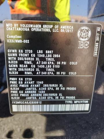 1V2MR2CA5JC530812 - 2018 VOLKSWAGEN ATLAS SEL Qara foto 14