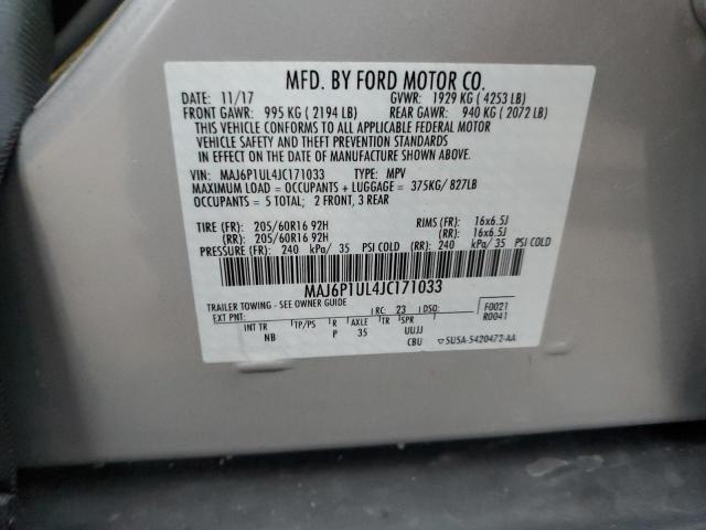 MAJ6P1UL4JC171033 - 2018 FORD ECOSPORT SE Plata foto 13