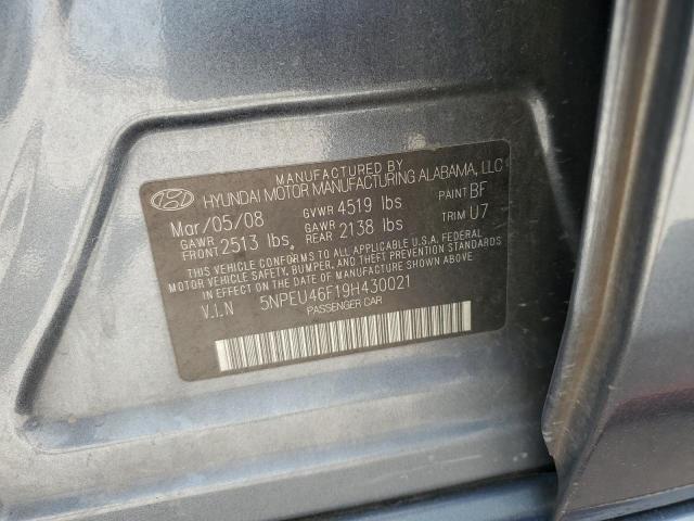 5NPEU46F19H430021 - 2009 HYUNDAI SONATA SE CHARCOAL photo 12