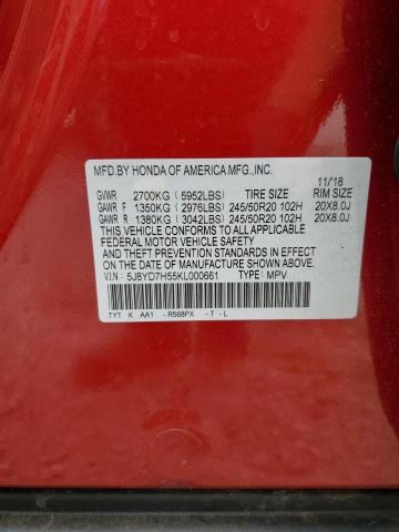 5J8YD7H55KL000661 - 2019 ACURA MDX SPORT HYBRID TECHNOLOGY RED photo 13