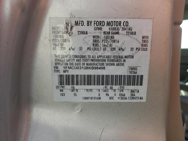 1FMCU03128KB98498 - 2008 FORD ESCAPE XLT SILVER photo 13