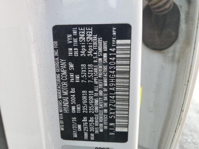 5XYZU4LA9HG430414 - 2017 HYUNDAI SANTA FE S WHITE photo 13