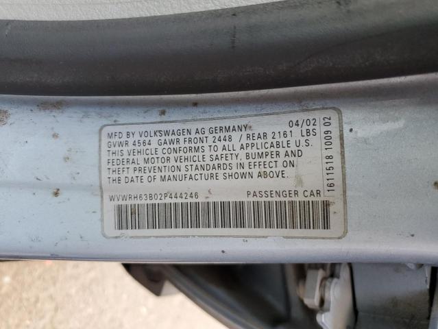 WVWRH63B02P444246 - 2002 VOLKSWAGEN PASSAT GLX Gümüş foto 12