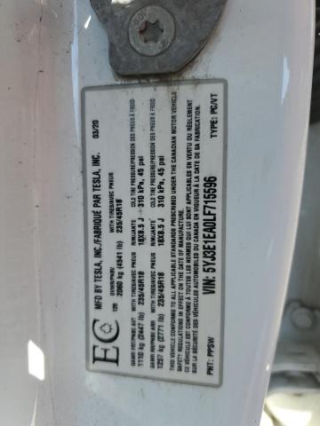 5YJ3E1EA0LF715596 - 2020 TESLA MODEL 3 Ağ foto 12