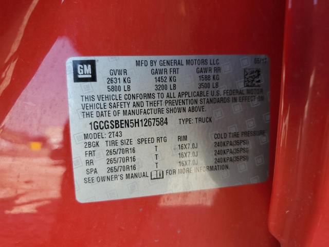 1GCGSBEN5H1267584 - 2017 CHEVROLET COLORADO RED photo 13