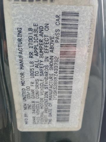 1Y1SK5288YZ433782 - 2000 CHEVROLET GEO PRIZM BASE CHARCOAL photo 12