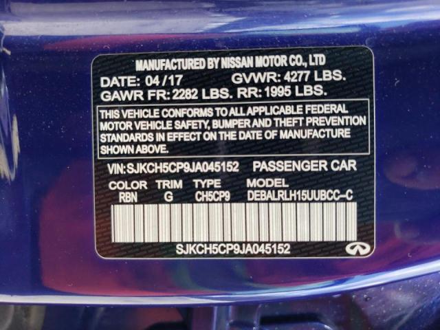 SJKCH5CP9JA045152 - 2018 INFINITI QX30 BASE أزرق صورة 14