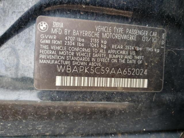 WBAPK5C59AA652024 - 2010 BMW 328 XI SULEV BLACK photo 12