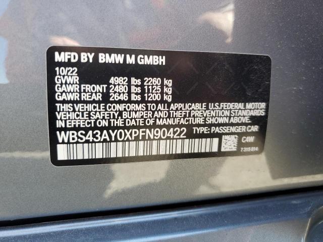 WBS43AY0XPFN90422 - 2023 BMW M3 COMPETITION GRAY photo 13