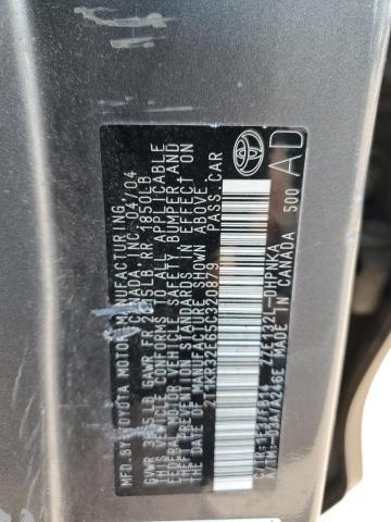 2T1KR32E65C320879 - 2005 TOYOTA COROLLA MA XR GRAY photo 12