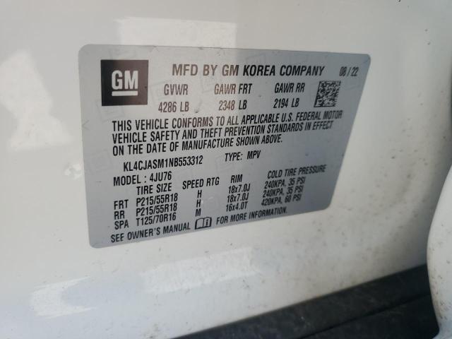 KL4CJASM1NB553312 - 2022 BUICK ENCORE PREFERRED Білий фото 13