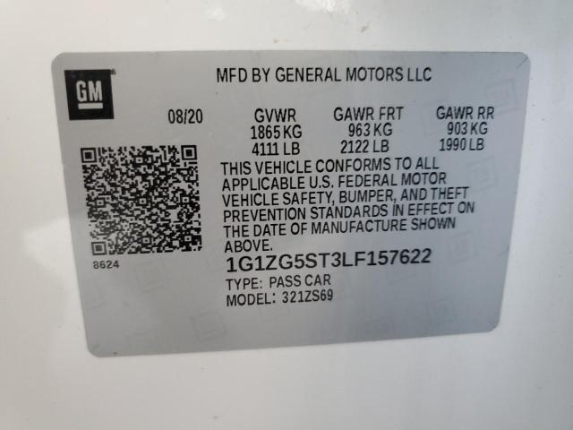 1G1ZG5ST3LF157622 - 2020 CHEVROLET MALIBU RS 白色 照片 12