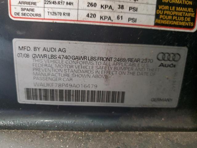 WAUKF78P49A016479 - 2009 AUDI A3 2.0T QUATTRO GRAY photo 12