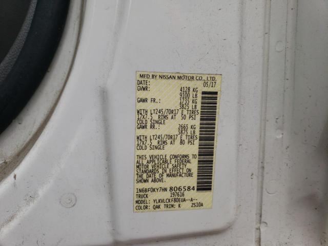 1N6BF0KY7HN806584 - 2017 NISSAN NV 1500 S WHITE photo 13