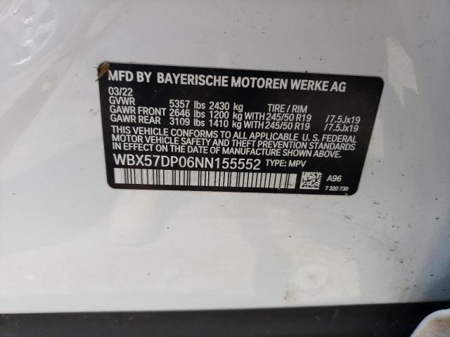 WBX57DP06NN155552 - 2022 BMW X3 XDRIVE30I WHITE photo 12