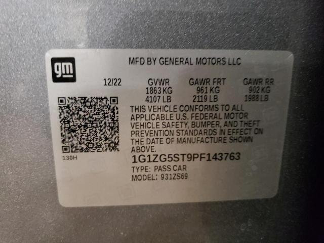1G1ZG5ST9PF143763 - 2023 CHEVROLET MALIBU RS GRAY photo 12