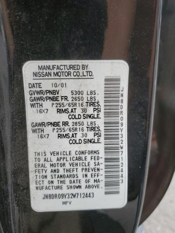 JN8DR09Y32W712443 - 2002 NISSAN PATHFINDER LE 黑色 照片 12