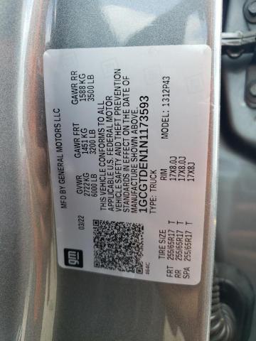 1GCGTDEN1N1173593 - 2022 CHEVROLET COLORADO Z71 GRAY photo 12