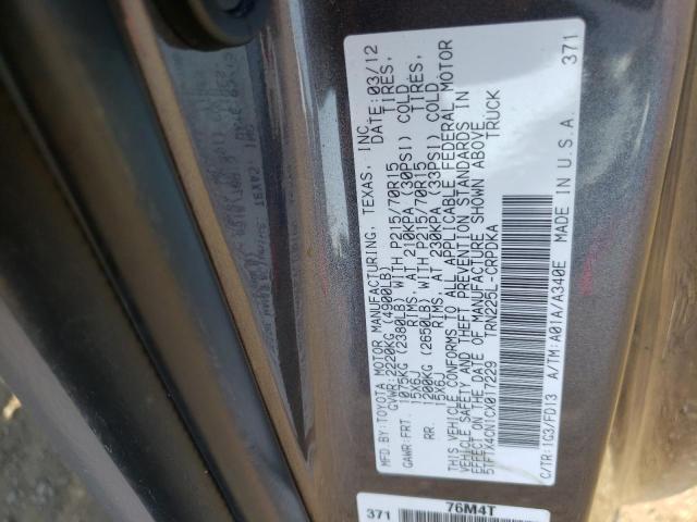 5TFTX4CN1CX017229 - 2012 TOYOTA TACOMA ACCESS CAB ნაცრისფერი ფოტო 12