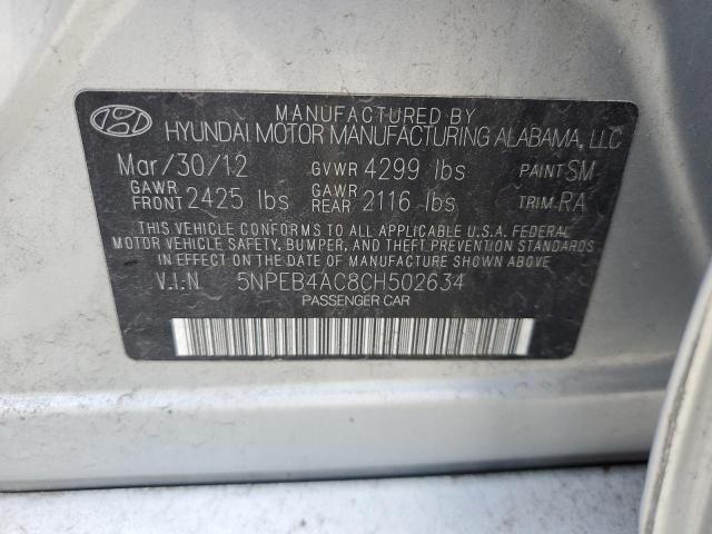 5NPEB4AC8CH502634 - 2012 HYUNDAI SONATA GLS SILVER photo 13