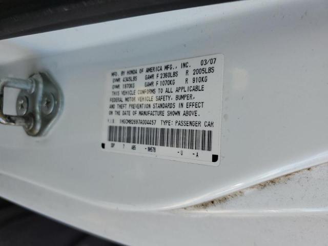 1HGCM82697A004457 - 2007 HONDA ACCORD EX WHITE photo 10