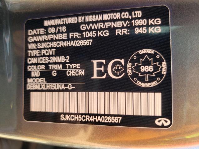 SJKCH5CR4HA026567 - 2017 INFINITI QX30 BASE رمادي صورة 14