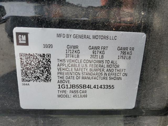 1G1JB5SB4L4143355 - 2020 CHEVROLET SONIC LS 灰色 照片 12