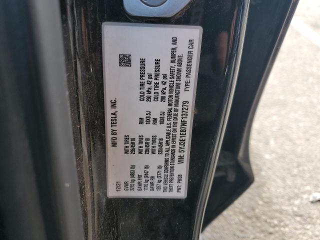 5YJ3E1EB7NF137279 - 2022 TESLA MODEL 3 Қара фото 13