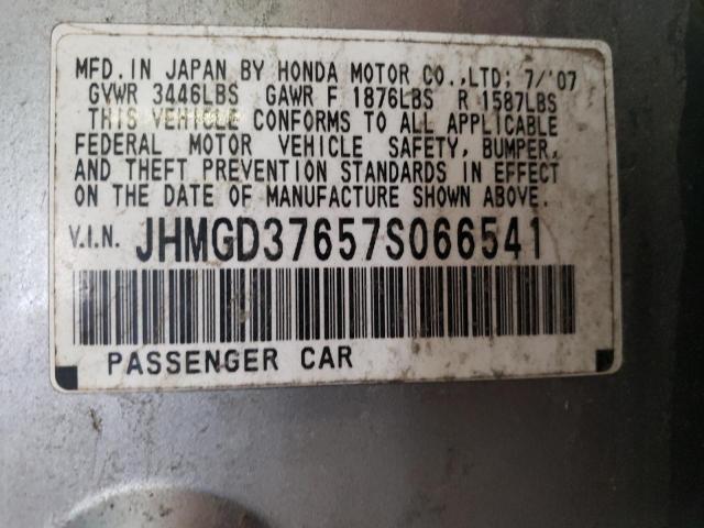 JHMGD37657S066541 - 2007 HONDA FIT S 银色 照片 13