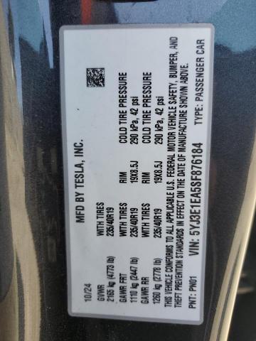 5YJ3E1EA5SF876184 - 2025 TESLA MODEL 3 灰色 照片 12