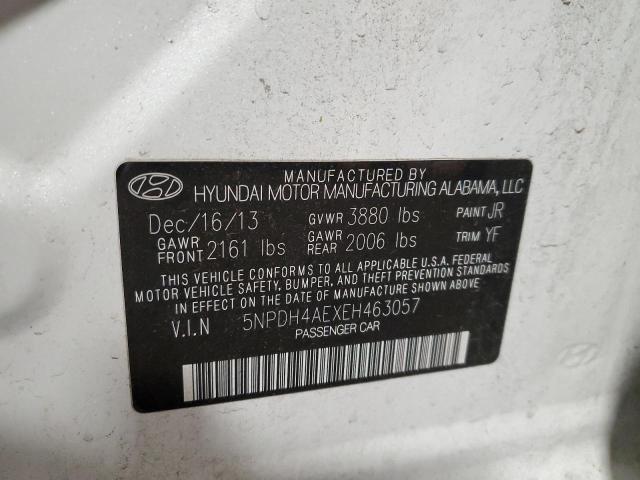 5NPDH4AEXEH463057 - 2014 HYUNDAI ELANTRA SE WHITE photo 12