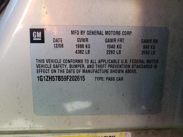 1G1ZH57B59F202615 - 2009 CHEVROLET MALIBU 1LT BEIGE photo 12