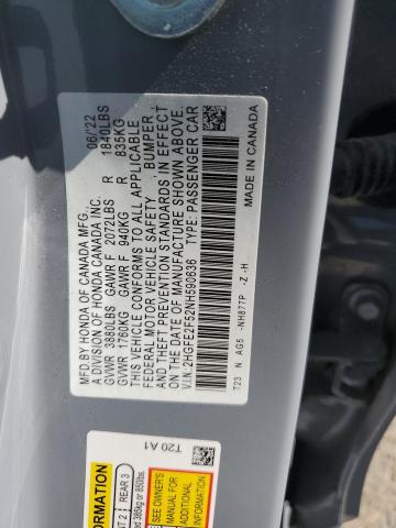 2HGFE2F52NH590636 - 2022 HONDA CIVIC SPORT 银色 照片 12