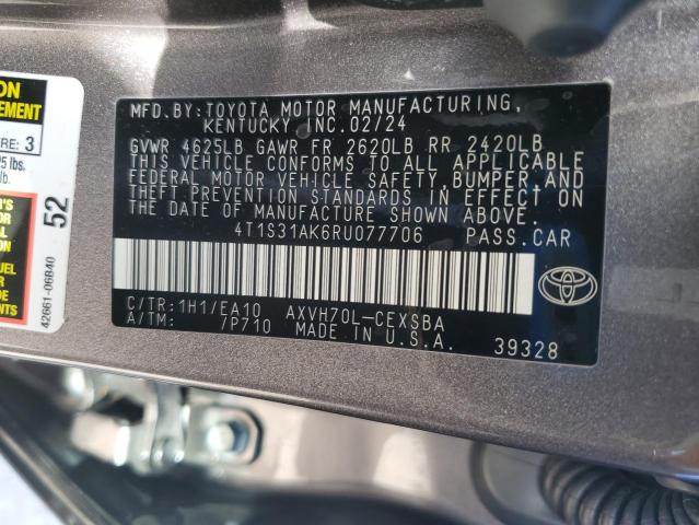 4T1S31AK6RU077706 - 2024 TOYOTA CAMRY SE NIGHT SHADE GRAY photo 13