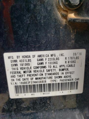 19UDE2F37HA006806 - 2017 ACURA ILX BASE WATCH PLUS BLACK photo 13