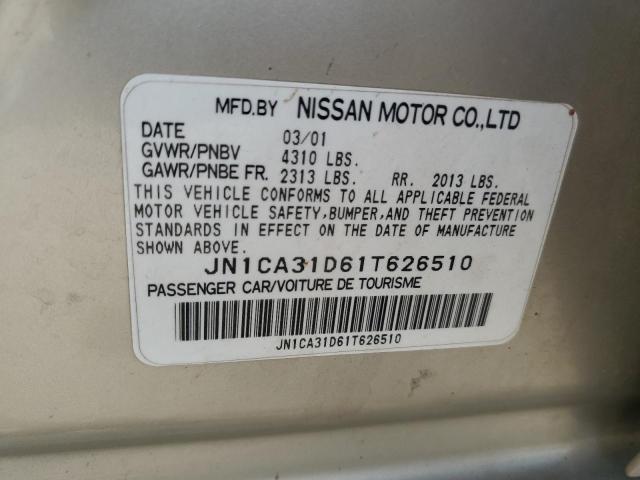 JN1CA31D61T626510 - 2001 NISSAN MAXIMA GXE TAN photo 12