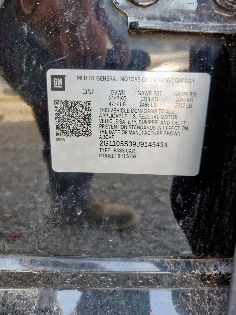 2G1105S39J9145434 - 2018 CHEVROLET IMPALA LT BLACK photo 13