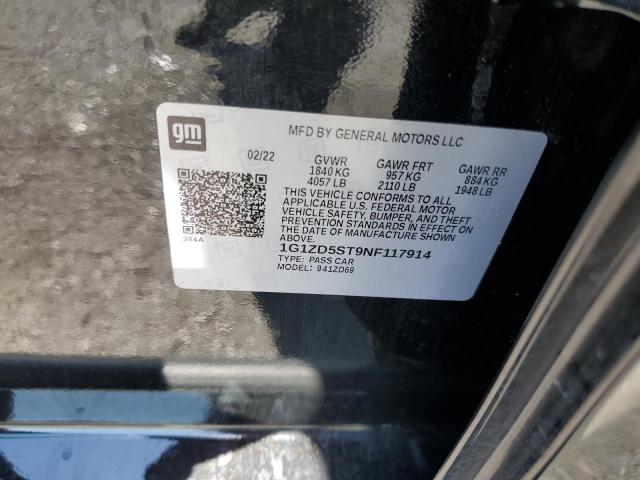 1G1ZD5ST9NF117914 - 2022 CHEVROLET MALIBU LT BLACK photo 12