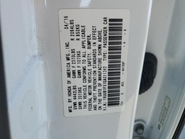 19UUB1F51GA011342 - 2016 ACURA TLX TECH WHITE photo 13