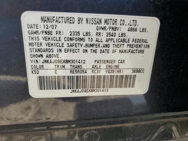 JNKAJ09EX8M301412 - 2008 INFINITI EX35 BASE Մոխրագույն լուսանկար 13