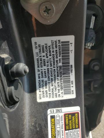 19XFA1F92AE007060 - 2010 HONDA CIVIC EXL ნაცრისფერი ფოტო 12