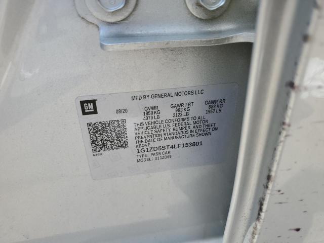 1G1ZD5ST4LF153801 - 2020 CHEVROLET MALIBU LT 银色 照片 12