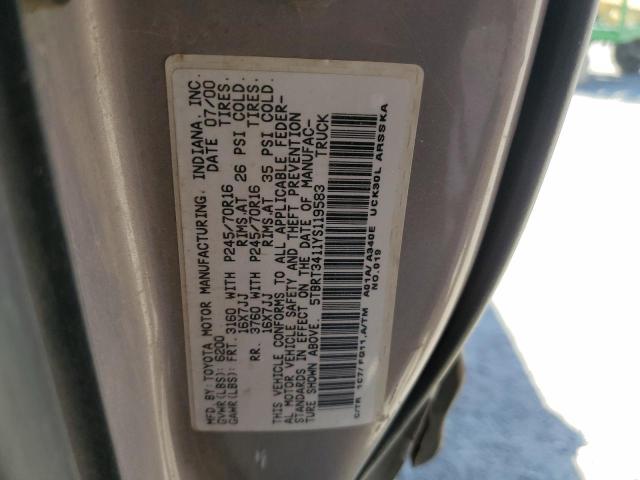 5TBRT3411YS119583 - 2000 TOYOTA TUNDRA ACCESS CAB TAN photo 12