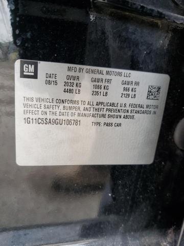 1G11C5SA9GU106781 - 2016 CHEVROLET MALIBU LIM LT 黑色 照片 12