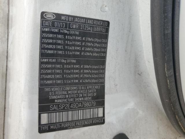 SALSP2E49DA798079 - 2013 LAND ROVER RANGE ROVE AUTOBIOGRAPHY WHITE photo 12