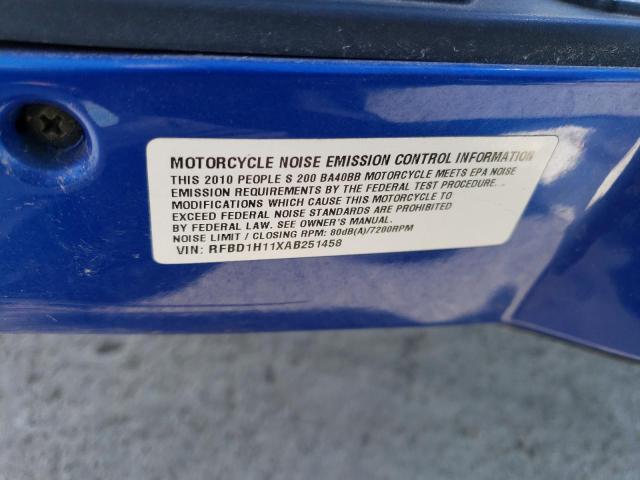 RFBD1H11XAB251458 - 2010 KYMCO USA INC PEOPLE S BLUE photo 10