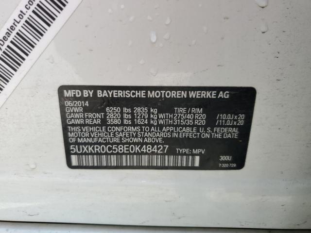 5UXKR0C58E0K48427 - 2014 BMW X5 XDRIVE35I WHITE photo 13