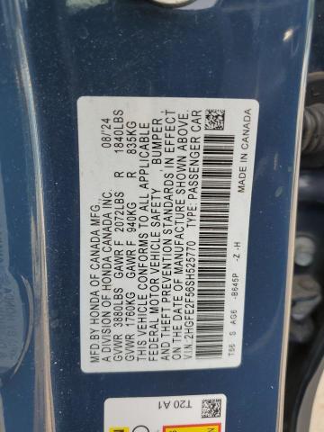 2HGFE2F56SH525770 - 2025 HONDA CIVIC SPORT 蓝色 照片 13